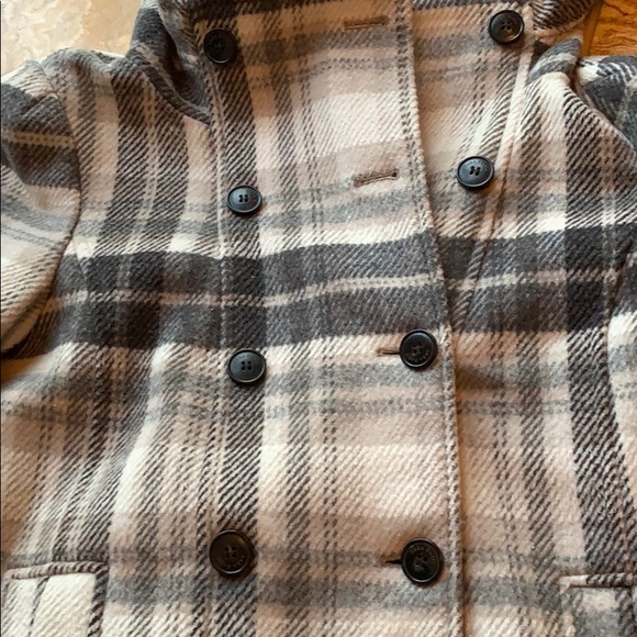 Zara hooded coat charcoal white beige plaid VGUC - Picture 3 of 8